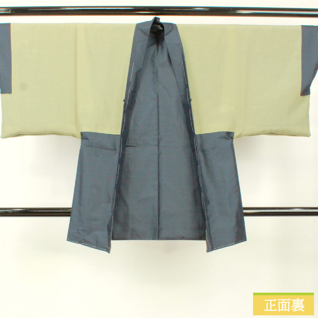 男士纯丝，长度 88.5 厘米，袖长 67 厘米，大岛紬，纬絣，羽织，附疏缝线，S 级，衬里，海军蓝，1119000882118