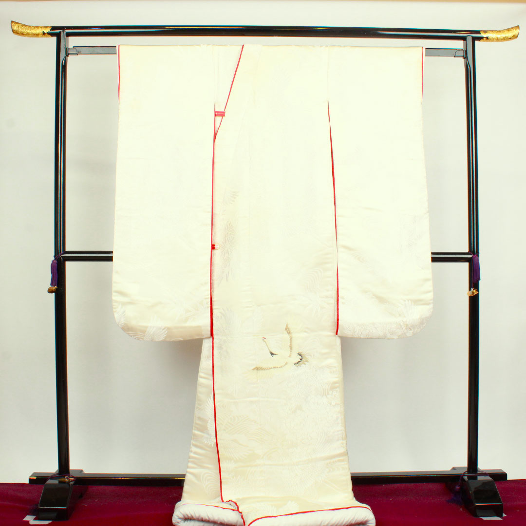 白無垢 身丈191cm  唐織 春爛百花紋 正絹 Bランク 袷 白系 1110000544911