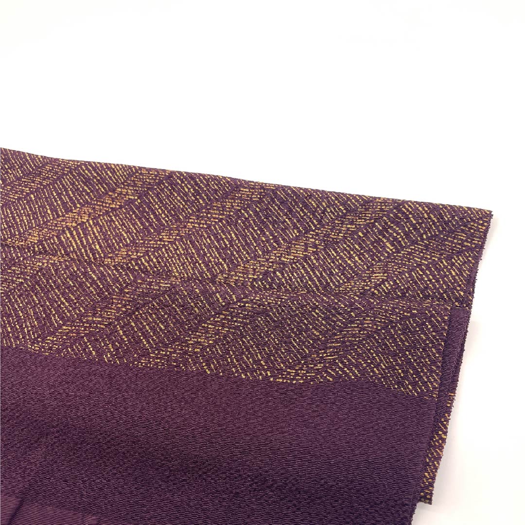 Obiage Silk S-rank Casual Mulberry Color Chirimen Geometric Pattern Length approx. 171cm Width approx. 29cm Purple 1136002692920