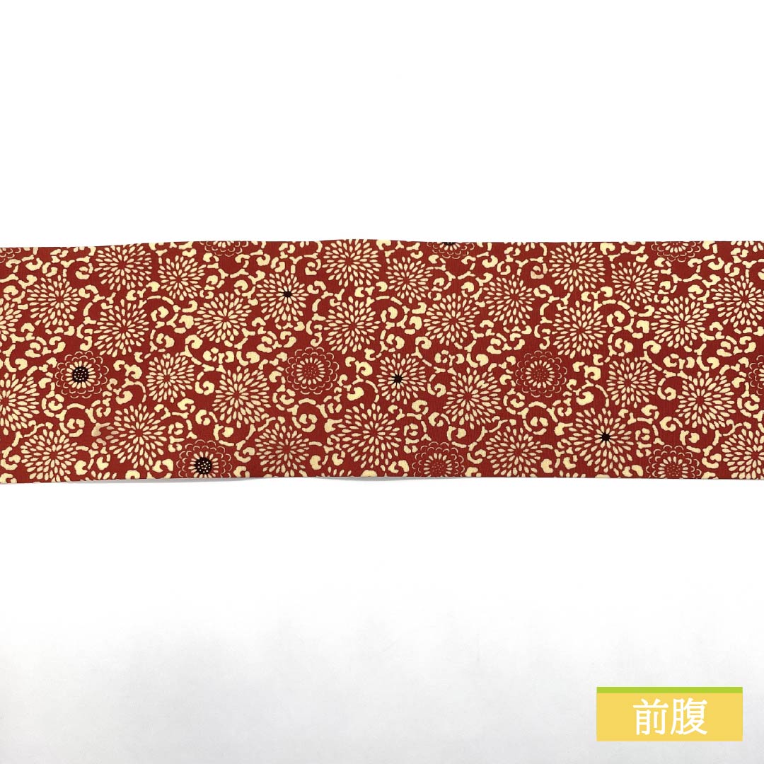 Nagoya obi, red sappan color, stencil dyeing, floral arabesque, obi length 348cm, pure silk, S rank, full length, casual, brown, 1124007742314, Nagoya style