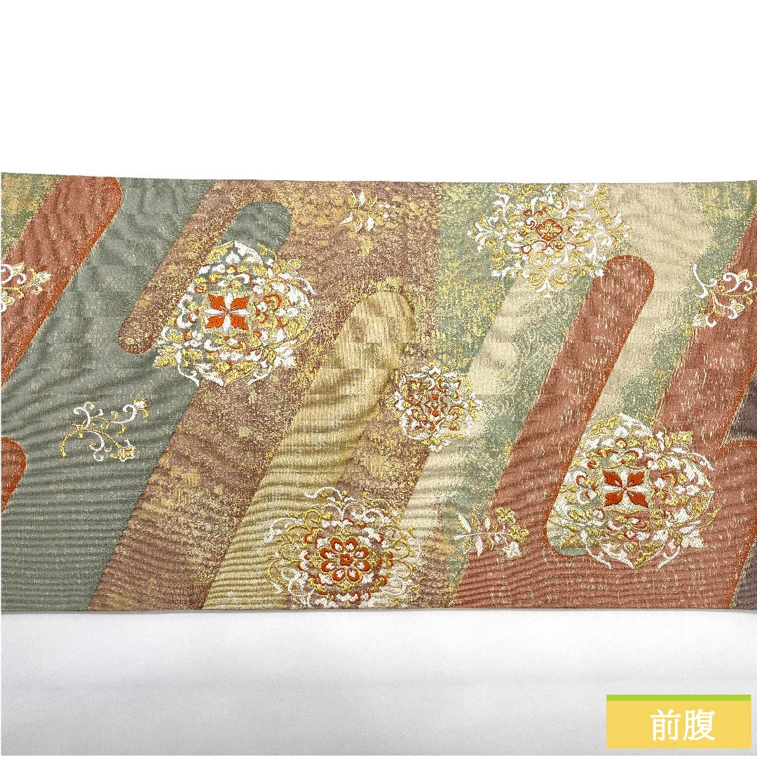 袋帯 華文 唐花 帯丈432cm 正絹 Sランク 六通 フォーマル グラデーション系 1123010462399