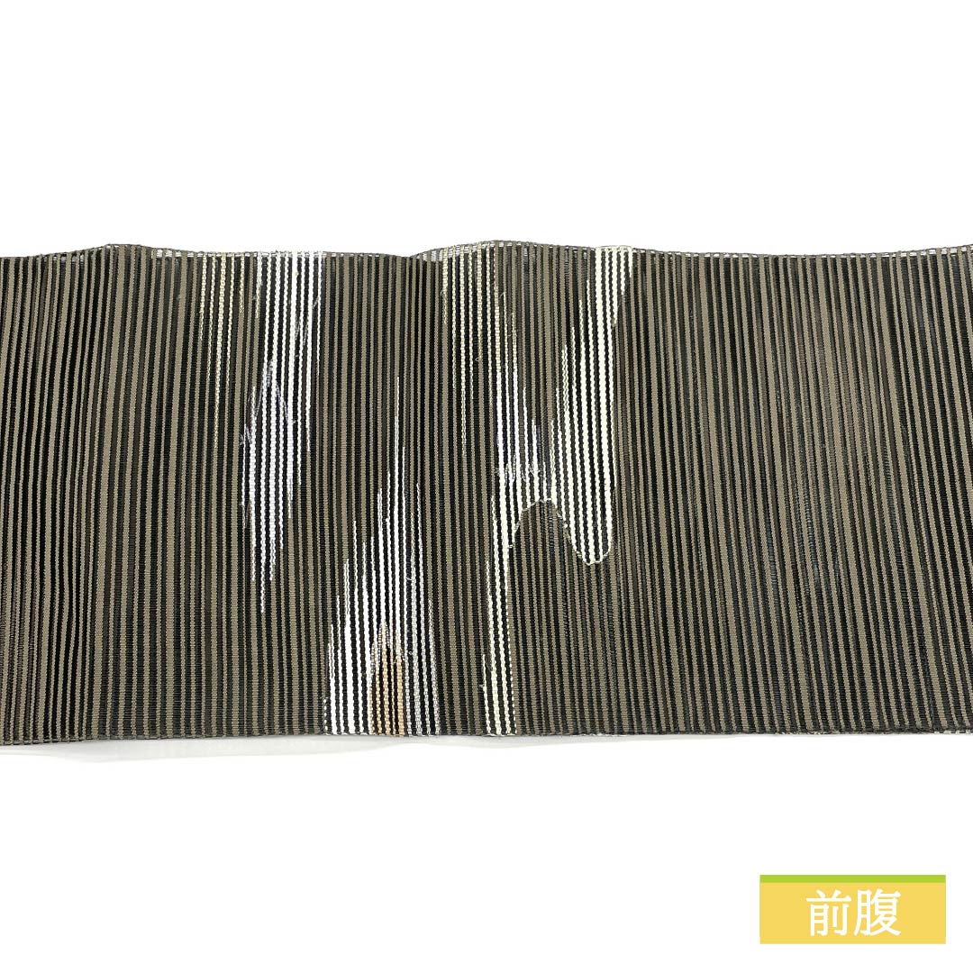 名古屋帯 絹鼠色（きぬねずいろ） 夏帯 かすみ すくい織 帯丈367cm 正絹 Sランク ポイント柄 カジュアル 茶系 1124008632314 松葉仕立て