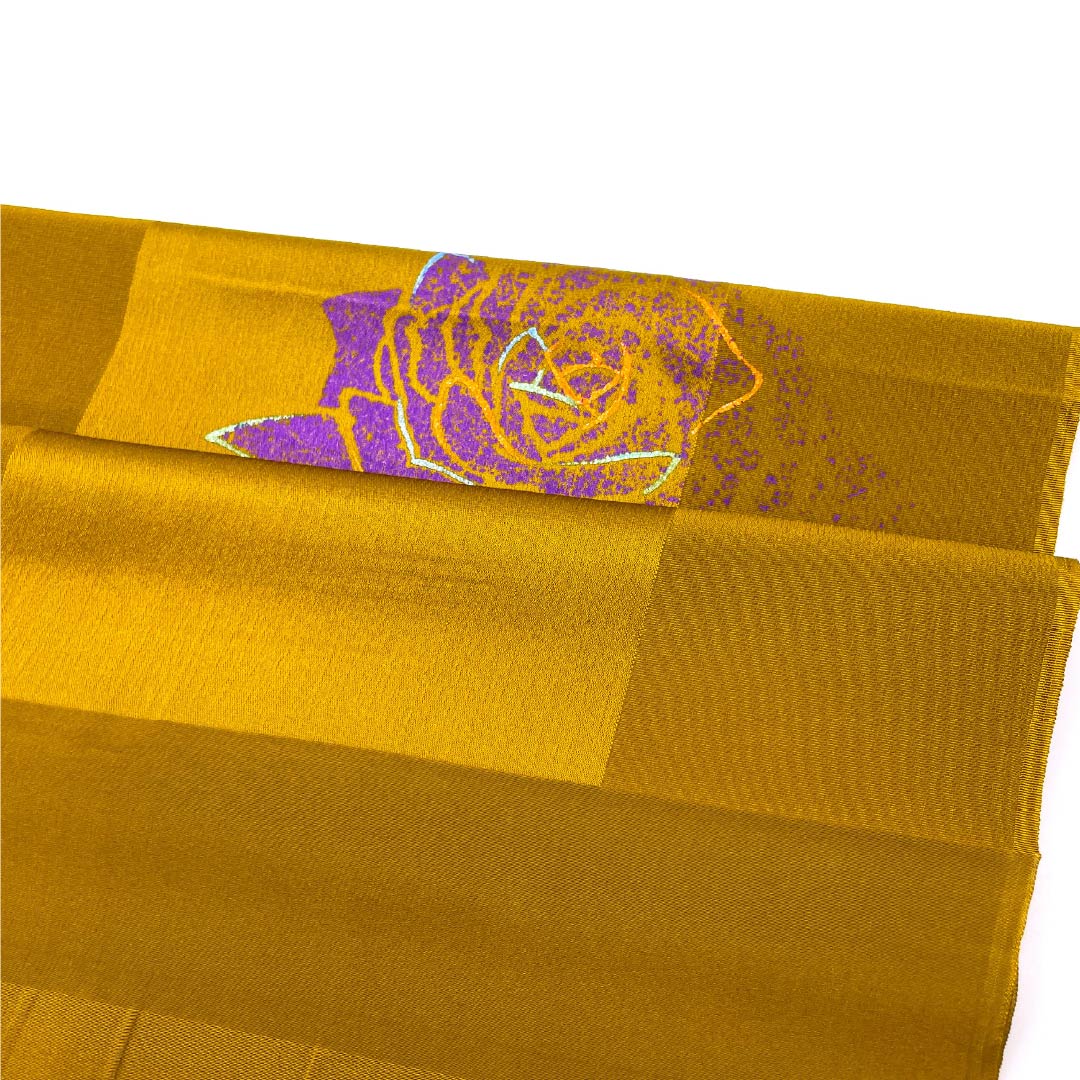 Casual obiage (sash sash) made of pure silk, S-rank, in fox-colored with a unique rose and floral pattern. Length: 172cm, Width: 28.5cm, Brown. Product number: 1136001962914
