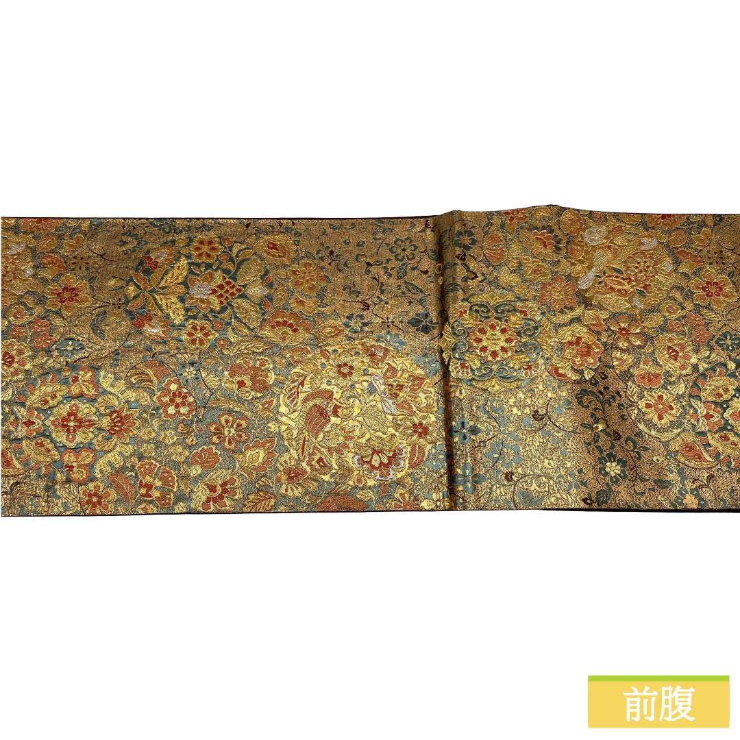 袋帯 正絹 Aランク 金色（きんいろ） 引箔 留袖用 更紗模様 古代彫金紋 帯丈424cm 六通 フォーマル 金系 1123018583321