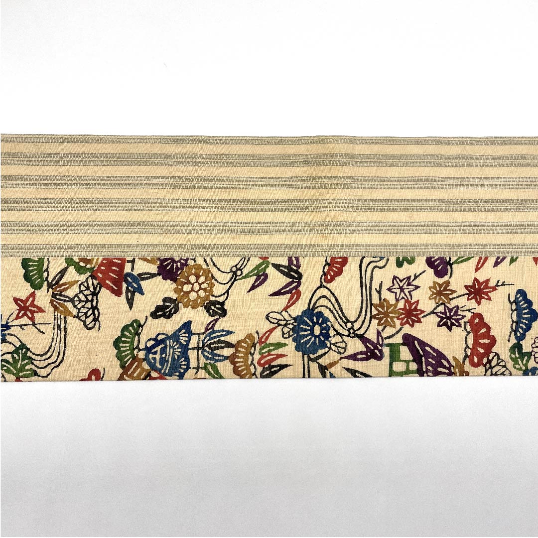 名古屋帯 東京白茶色 茶屋辻 帯丈368cm 正絹  六通 カジュアル ベージュ系 1124004044325  名古屋仕立て