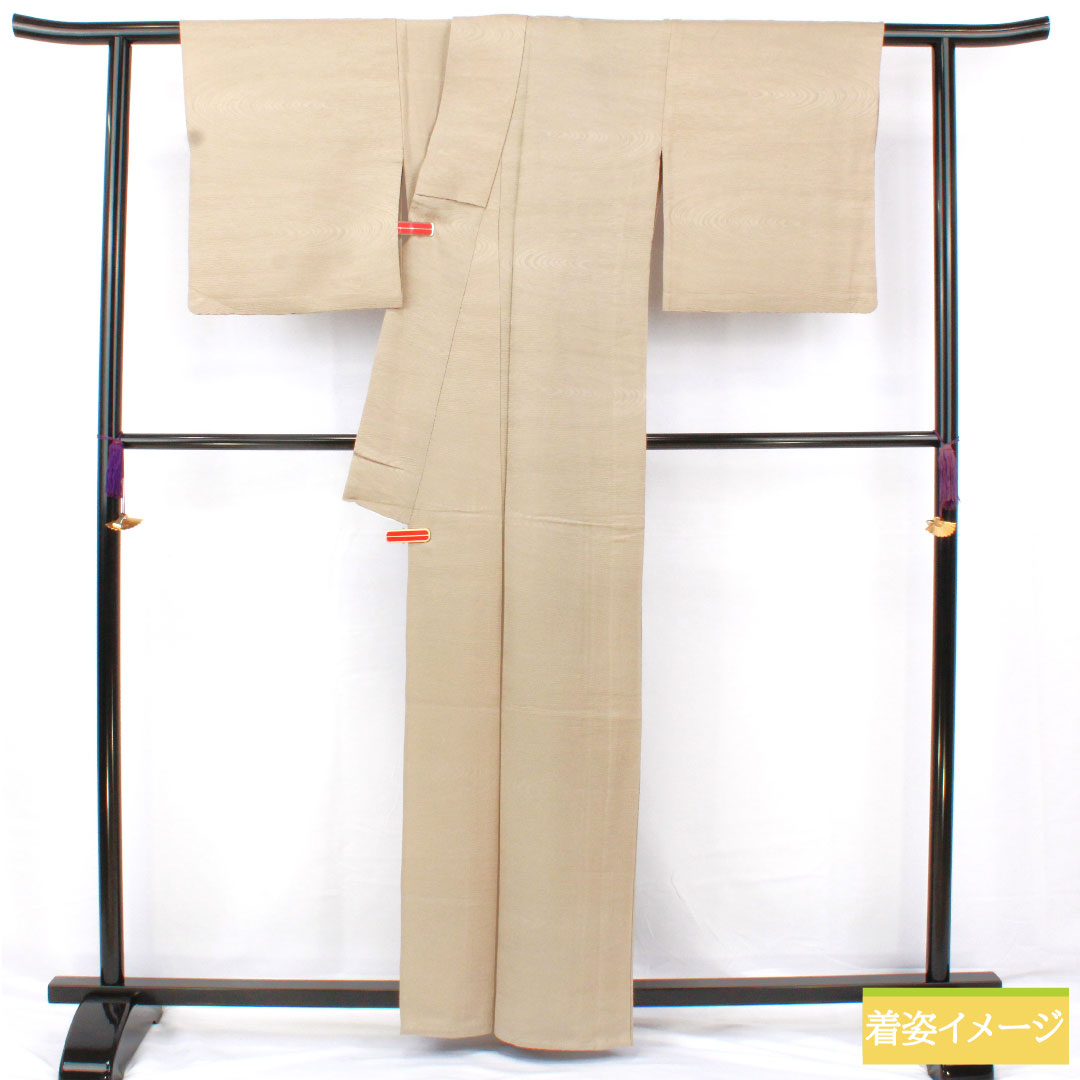 Plain color, pure silk, length 162cm, sleeve length 65cm, Enshu gray, flowing water, single layer, A rank, beige, 1114001793425