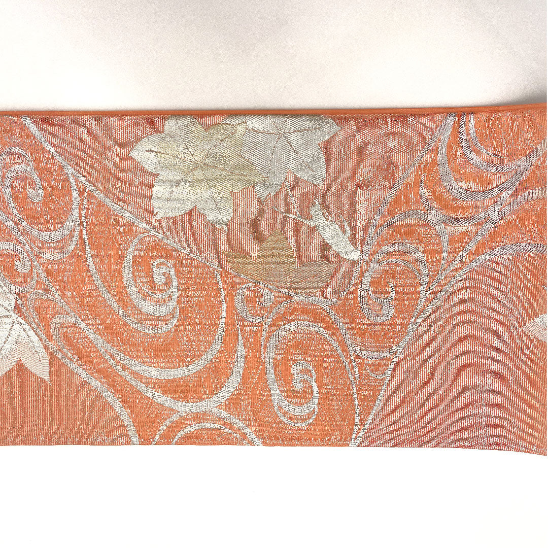 袋帯 紗 竜田川模様 帯丈432cm 正絹 Aランク 六通 フォーマル ピンク系 1123004103313