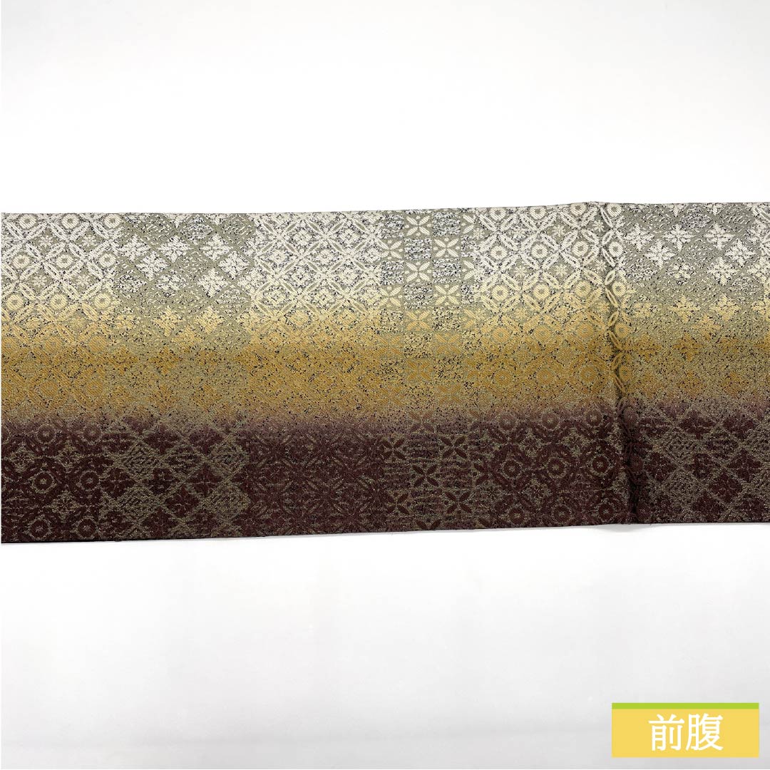 袋帯 正絹 七宝 花菱 帯丈450cm Sランク 全通 セミフォーマル グラデーション系 1123014852499