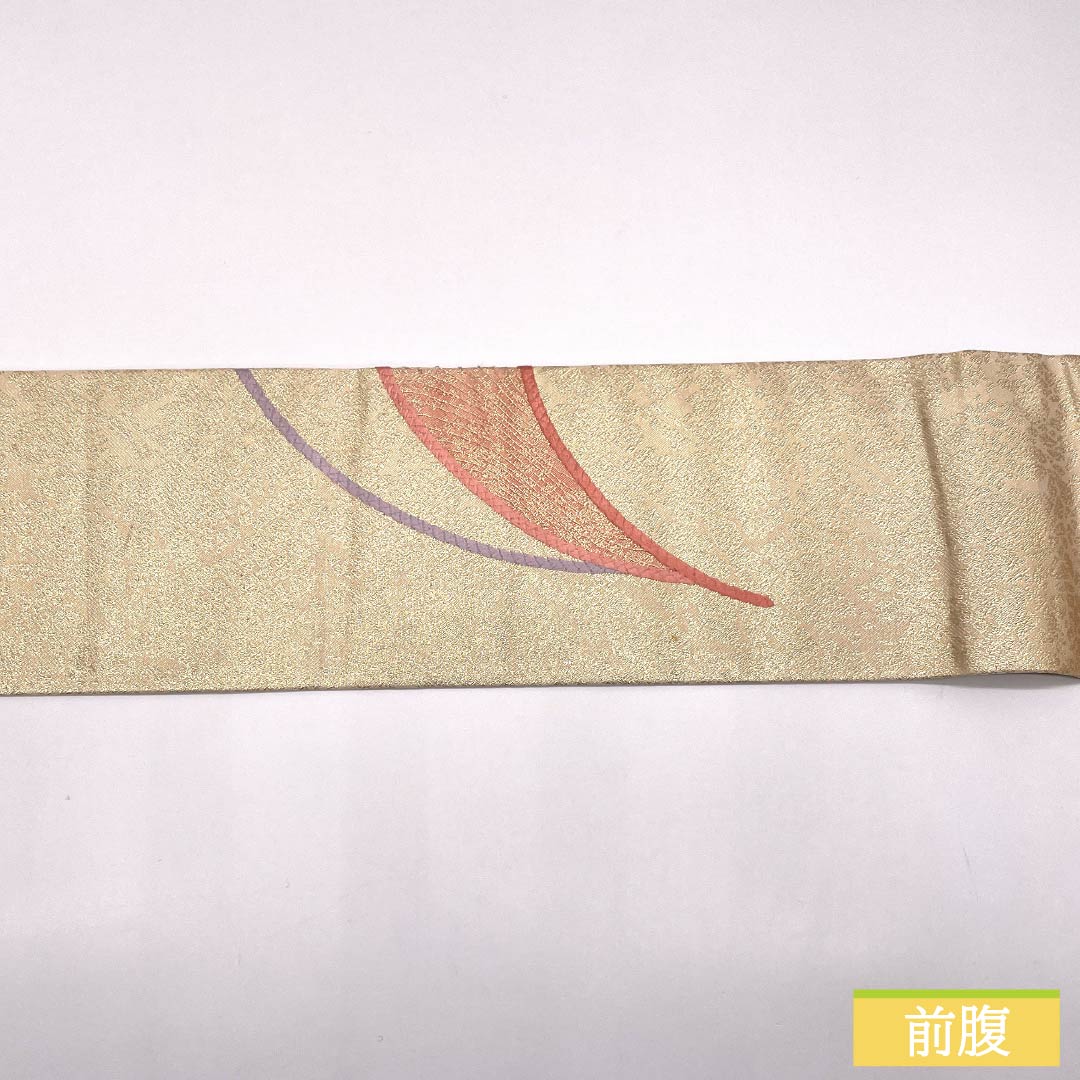 Nagoya Obi, Pure Silk, Grade A, Braided Pattern, 356cm Long, Pointed Pattern, Semi-Formal, Gold, 1124010633321, Nagoya Style