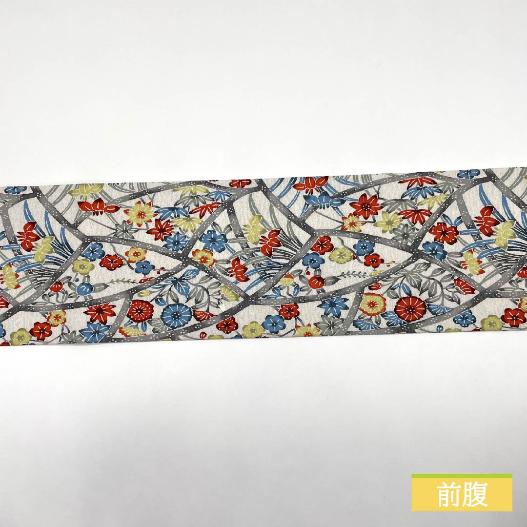 名古屋帯 金色色（こんじきいろ） 京紅型 紅型調 梅 帯丈373cm 正絹 Sランク 全通 カジュアル 黄系 1124006862323 名古屋仕立て