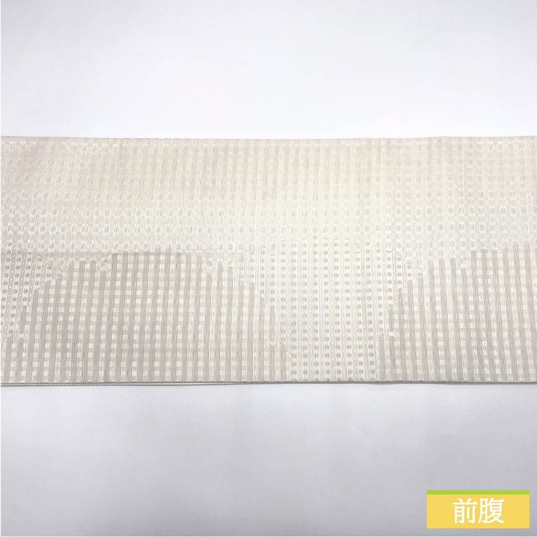 A-Rank Pure Silk Obi (Sash) in Gofun-iro (White Powder) with Snowflake and Hand-Painted English Letters, Length 474cm, Pointed Design, Casual, White, Item Number 1123015283411