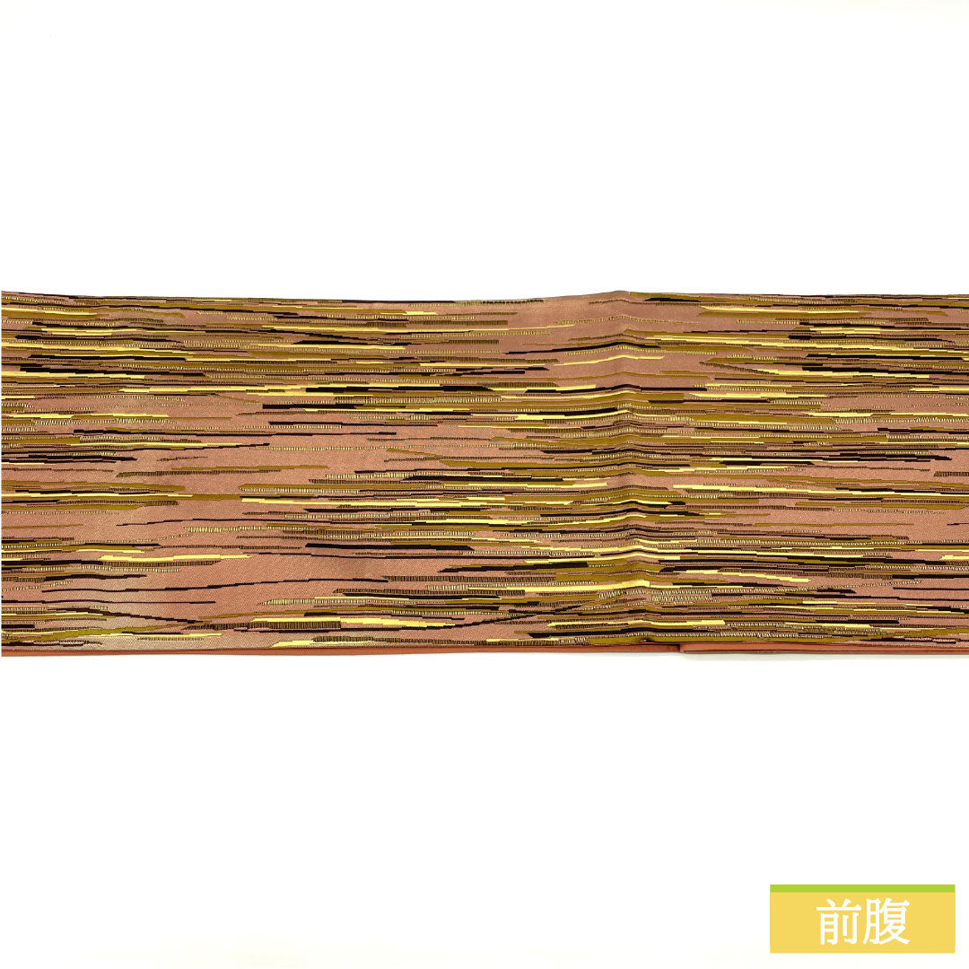 Fukuro Obi (sash), pure silk, S-rank, faded crimson (arasomeiro) color, Nishijin-ori (woven fabric), abstract pattern, length 436cm, six-fold, casual, purple, 1123016842320