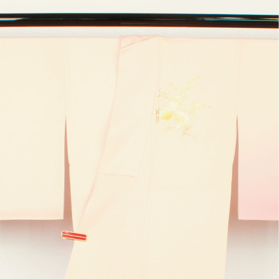 訪問着 袷 身丈167.5cm 裄丈65cm 乙女色 和田光正 金彩友禅 草花模様 正絹 Sランク ピンク系 1112001822513