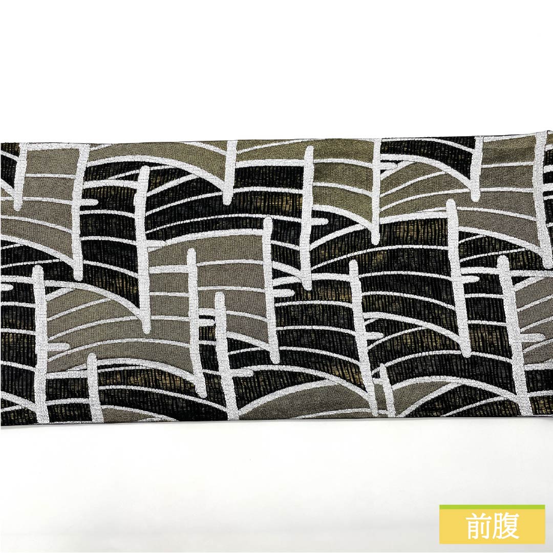 Pure silk obi by Ikki Kusano, Tsujiume Kigyoten, thick gold leaf, sail, 436cm long, S rank, six-fold, semi-formal, black, 1123014732310