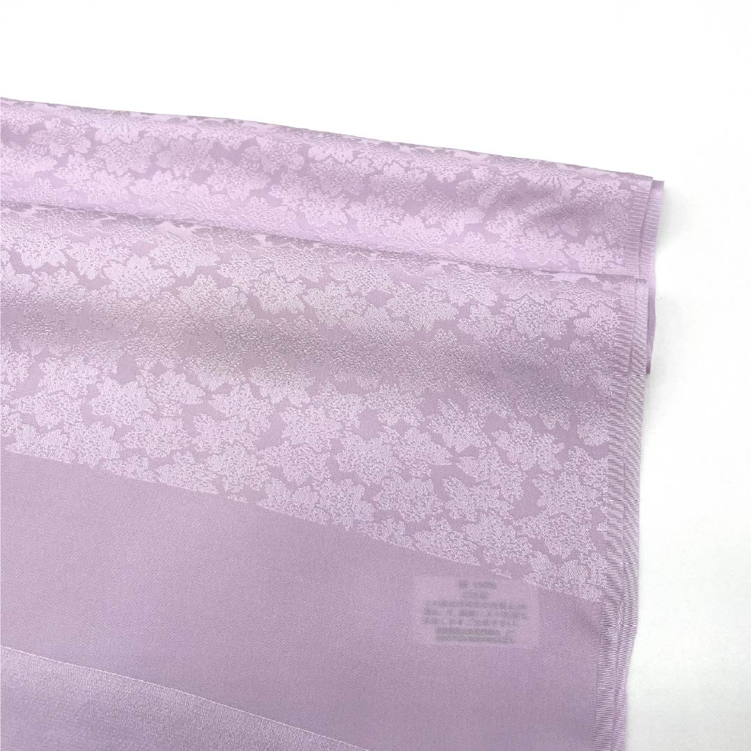 帯揚げ 正絹 Aランク セミフォーマル 淡藤色（うすふじいろ） 桜 古典柄 花柄 長さ約166cm 幅約28.5cm 紫系 1136001973920