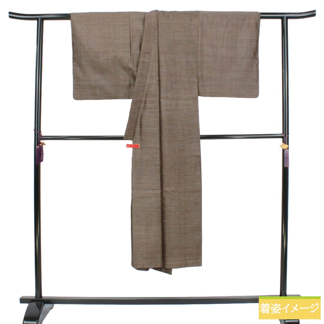 男物 正絹 Aランク 身丈137cm 裄丈64.5cm  茶黒色（ちゃぐろいろ） 大島紬 横双 袷 茶系 1119001883314