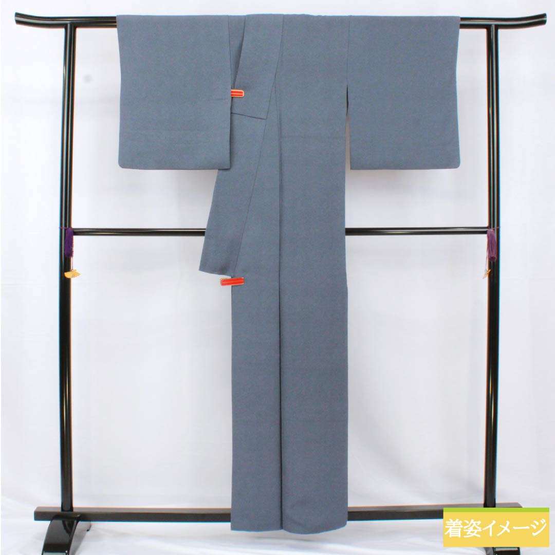 リサイクル着物】小紋 正絹 身丈159cm 裄丈64.5cm 袷 紺鉄色（こんてつ