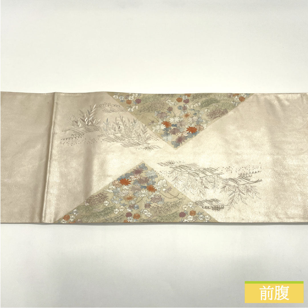 袋帯 正絹 Aランク 引箔 蘇州刺繡 祭王之夢 吉祥文様 留袖用 帯丈442cm ポイント柄 フォーマル 銀系 1123016413322