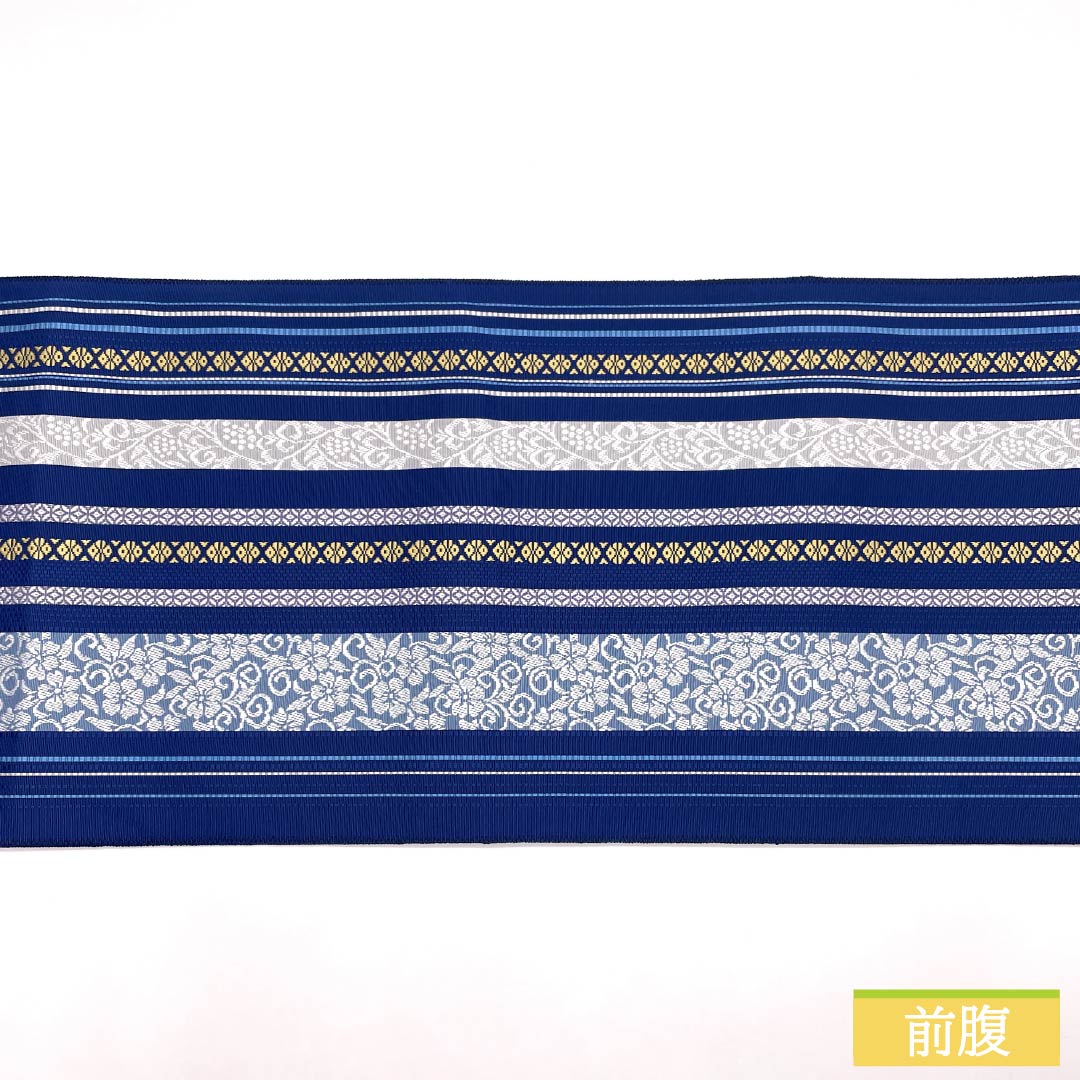 （新品未使用品）名古屋帯 正絹 NEWランク 濃桔梗色（こいききょういろ） 博多織 本場筑前博多織 八寸名古屋帯 帯丈367cm 全通 カジュアル 青系 1124009641317 松葉仕立て