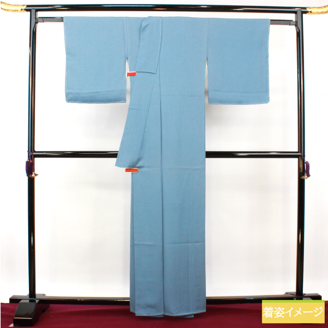 Plain color, pure silk, length 162cm, sleeve length 68.5cm, Oboronairo (oboronairo), plain color, basting thread included, unused, lined, S rank, blue 1114001252417