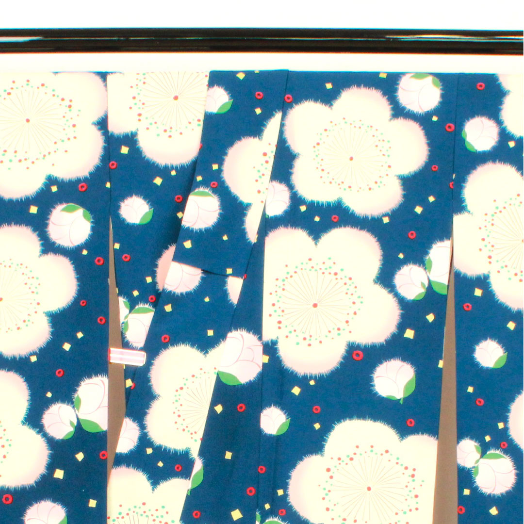 振袖 身丈170cm 裄丈67cm 袷  濃藍色 洗える着物 桜  ポリ Sランク 紺系 1113000992618