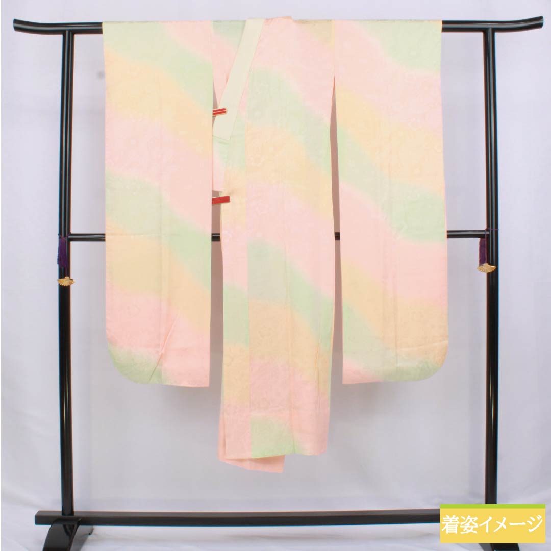 長襦袢 正絹 Aランク 身丈128.5cm 裄丈64cm 単衣 ボカシ染 吉祥文様 グラデーション系 1129000743399
