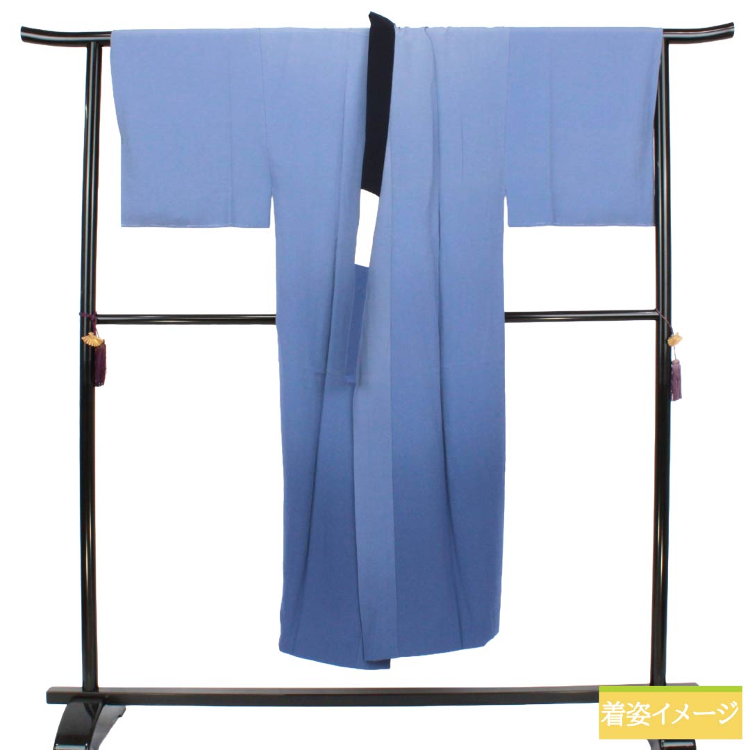 メンズ襦袢 正絹 Sランク 身丈140cm 裄丈72cm 移色（うつしいろ） 宝船 袷 青系 1140000972417