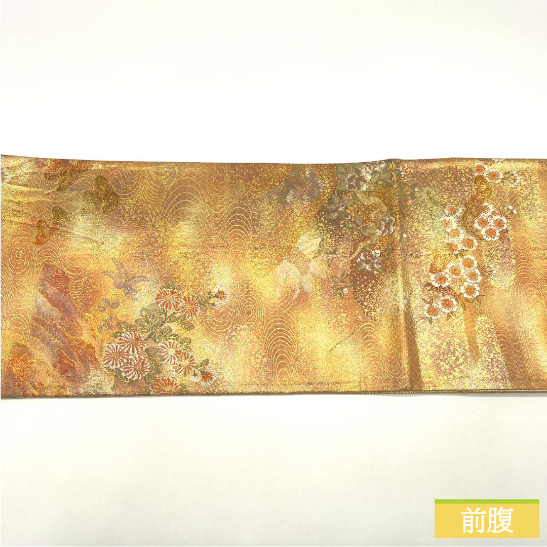 袋帯 正絹 Aランク 引箔 西陣織 流水 吉祥文様 帯丈436cm 六通 セミフォーマル グラデーション系 1123016463399