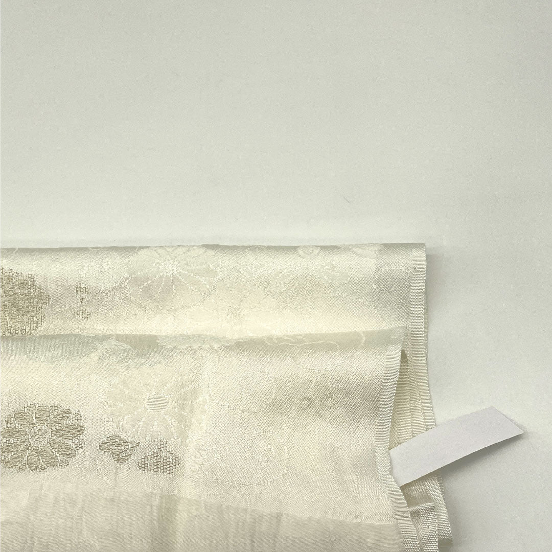 New Old Stock: Obi-jime and Obi-age Set, Pure Silk, New Rank, Shirayuri-iro (White Lily Color), for Tomesode, Classic Chrysanthemum Pattern, Length approx. 160cm, Width approx. 1.6cm, Formal, White Color, 1141000331311