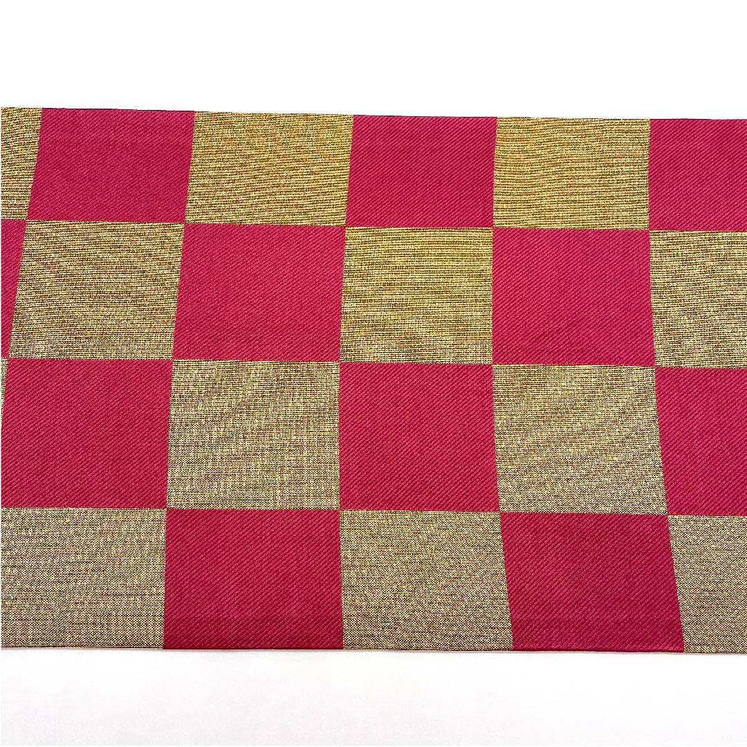 袋帯 金色 振袖用 市松 帯丈436cm 正絹 Aランク 六通 フォーマル 金系 1123006333321