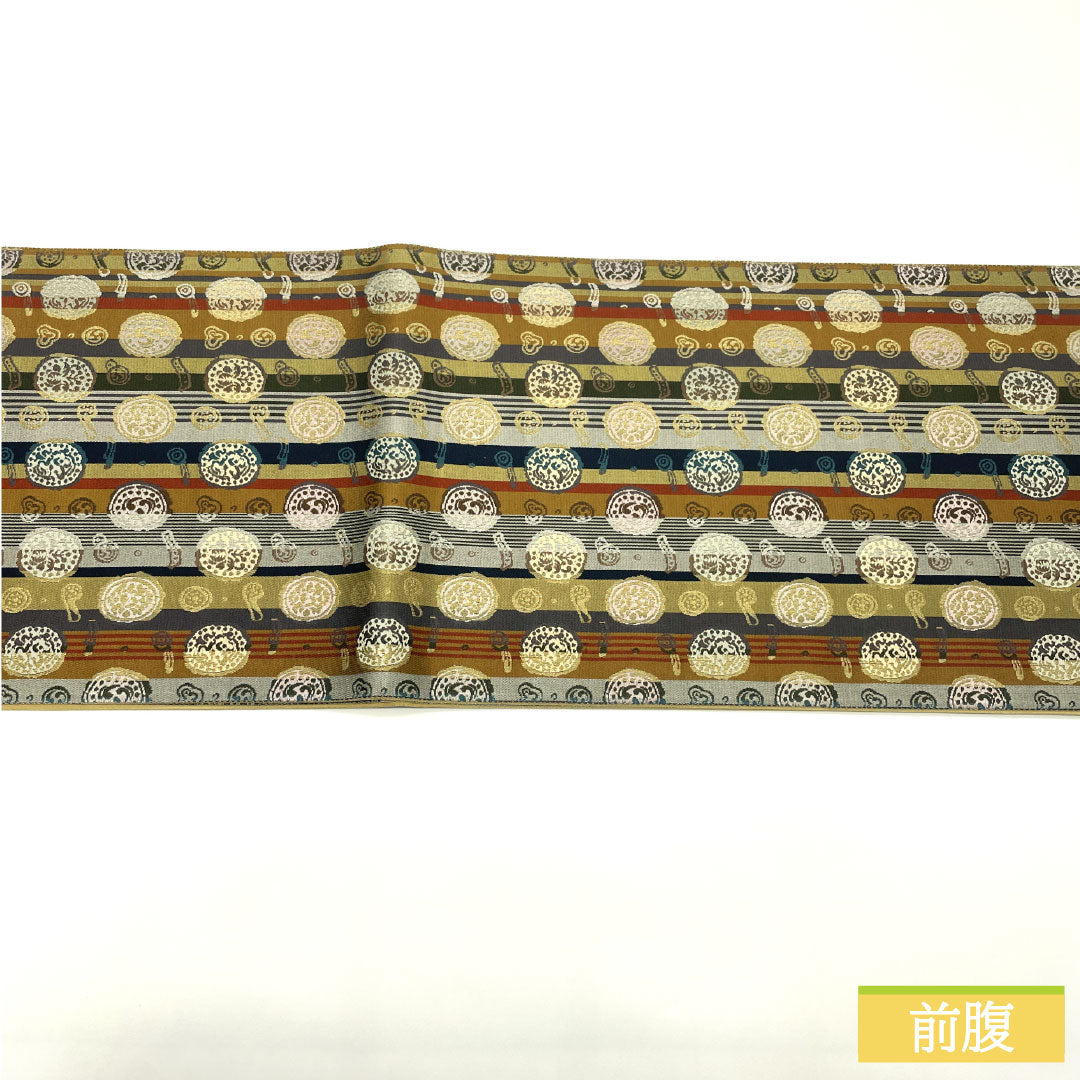 Fukuro-obi Silk S Rank Stripes Nishijin-ori Abstract Pattern Obi Length 438cm Rokutsu Casual Gradation 1123017432399