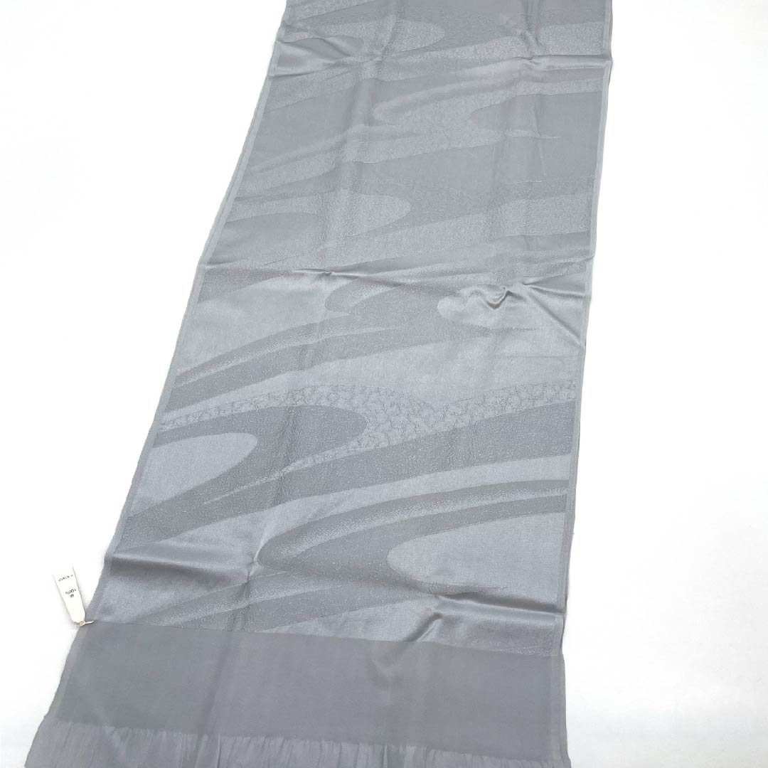 （新古品） 帯締め・帯揚げセット 正絹 NEWランク 鉛色（なまりいろ） 水銀色（すいぎんいろ） 喪服用 長さ約169cm 幅約1.4cm フォーマル グレー系 1141000211322