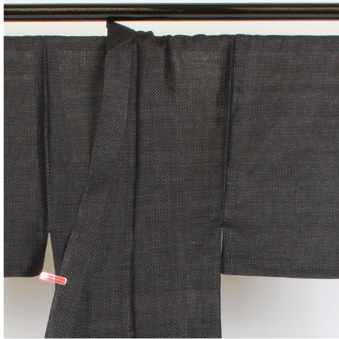 Men's, Length 142cm, Sleeve length 66cm, Important Intangible Cultural Property, Mosquito Kasuri, Miyako Jofu, Linen, S Rank, Single Layer, Black, 1119000172410