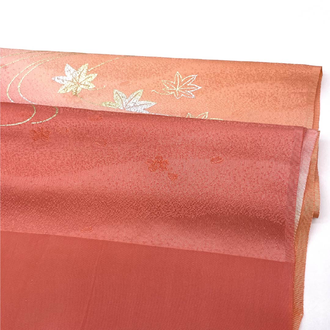 Obiage Silk A Rank Semi-formal Coral Pink Flowing Water Maple Cherry Blossoms Length approx. 169cm Width approx. 29.5cm Pink 1136003033913