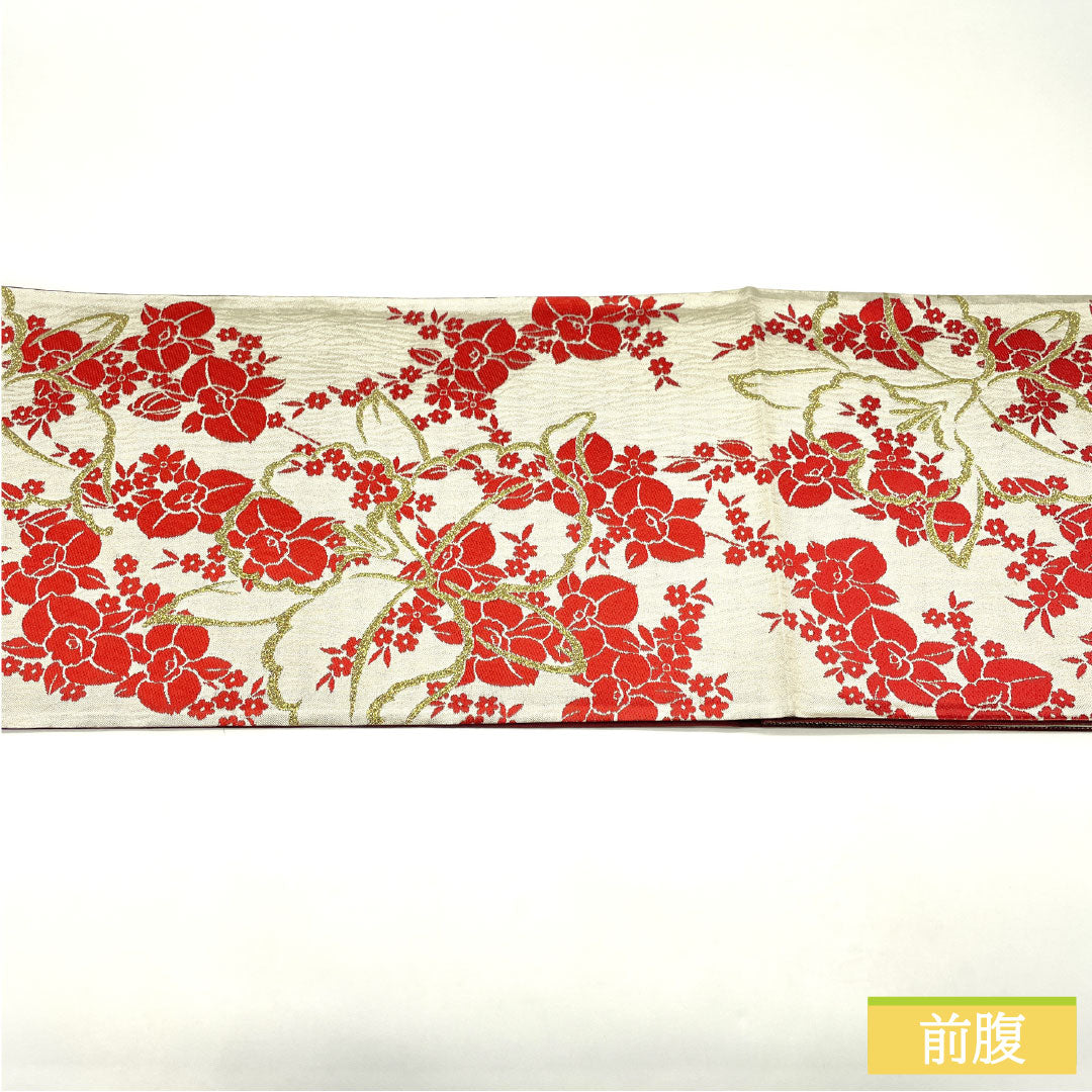 [Unfinished] Fukuro Obi, Silk, S Rank, Imai Textile, Nishijin-ori, Orchid, Obi Length 450cm, Rokutsu, Semi-formal, White, 1123017162411