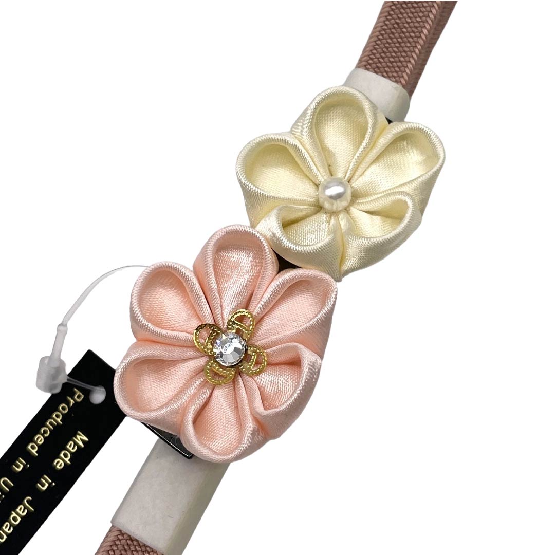 (新品)帯締め 正絹 NEWランク 三分紐 鴇浅葱色（ときあさぎいろ） 帯留め付き つまみ細工 日本製 長さ約135cm 幅約0.8cm カジュアル ピンク系 1135006391313
