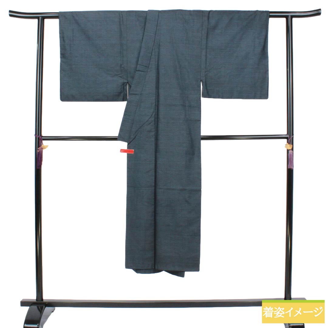 男物 正絹 Sランク 身丈137.5cm 裄丈67cm 大島紬 100亀甲 袷 紺系 1119002352318