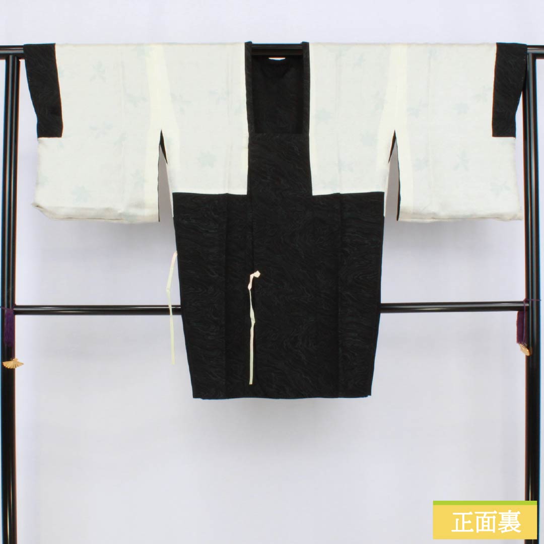 道行コート 正絹 Sランク 身丈90cm 裄丈66cm 流水 袷 黒系 1117001422910
