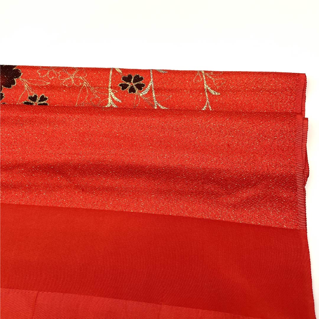 Obiage silk S rank semi-formal red butterfly floral length approx. 178cm width approx. 31cm red 1136004042912