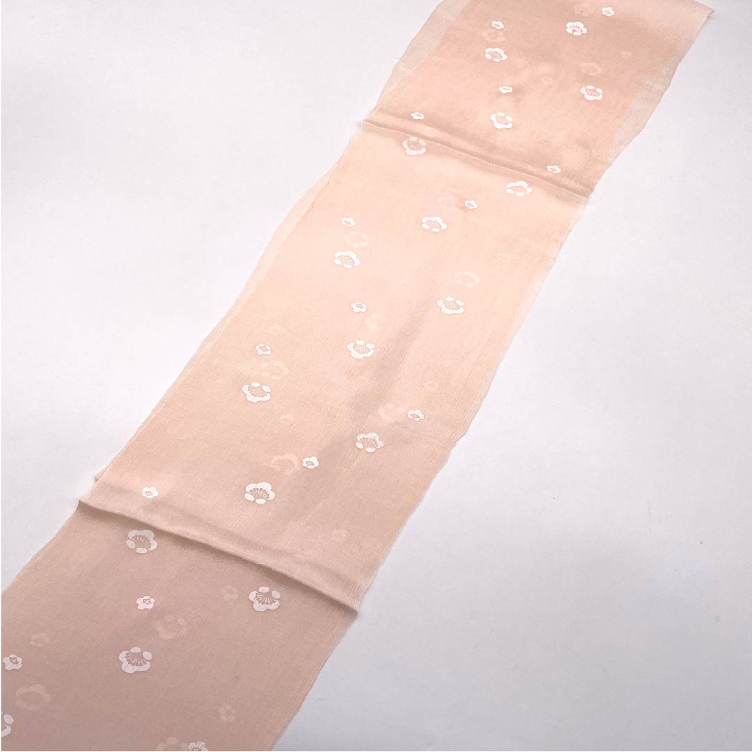 帯揚げ 正絹 セミフォーマル 乙女色（おとめいろ） 小梅 花 長さ約212cm 幅約19cm Sランク ピンク系 1136000412913