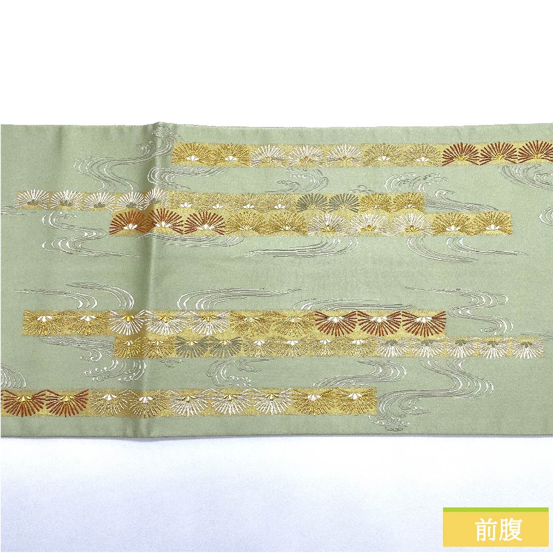 袋帯 正絹 龍泉青瓷釉色色（ロンチュエンチンツーユースーいろ） 加納幸 流水 松 古典柄 帯丈444cm Sランク 六通 フォーマル 緑系 1123011062319