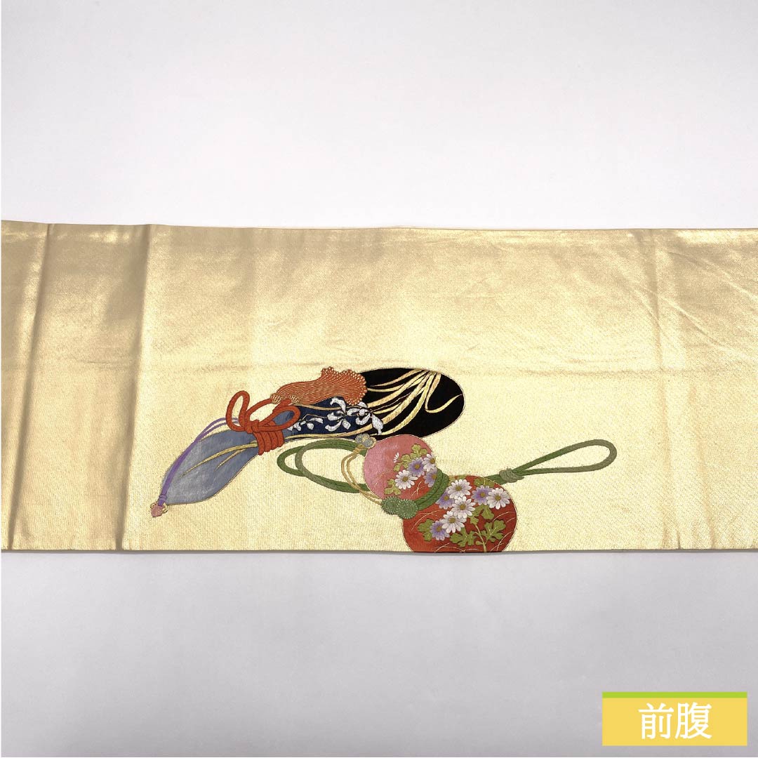 袋帯 正絹 Aランク 瓢箪 留袖用 刺繍 作家物 純金箔 帯丈420cm ポイント柄 フォーマル 金系 1123015563321