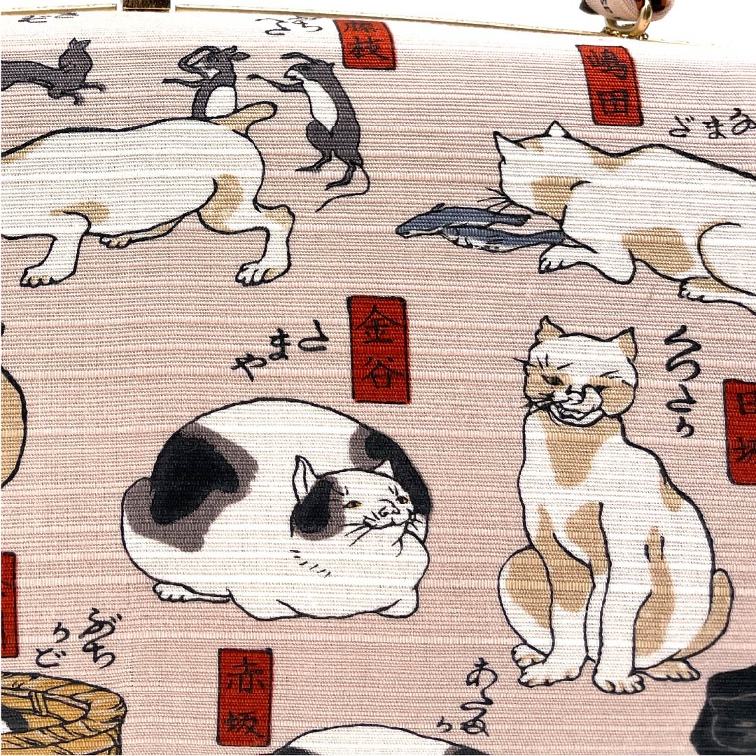 Casual Japanese style bag, Faded crimson, Cat, Animal pattern, Fifty-three Stations of the Tokaido, Pink, NEW rank, 113900033113