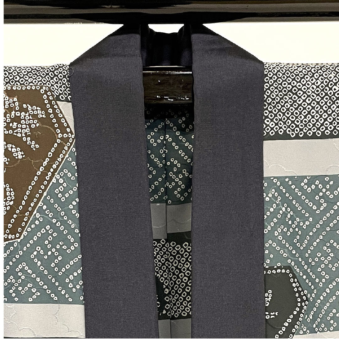 長襦袢 ポリエステル 身丈134cm 裄丈66cm 単衣 男物 将棋の駒 Sランク 青系 1129000062417