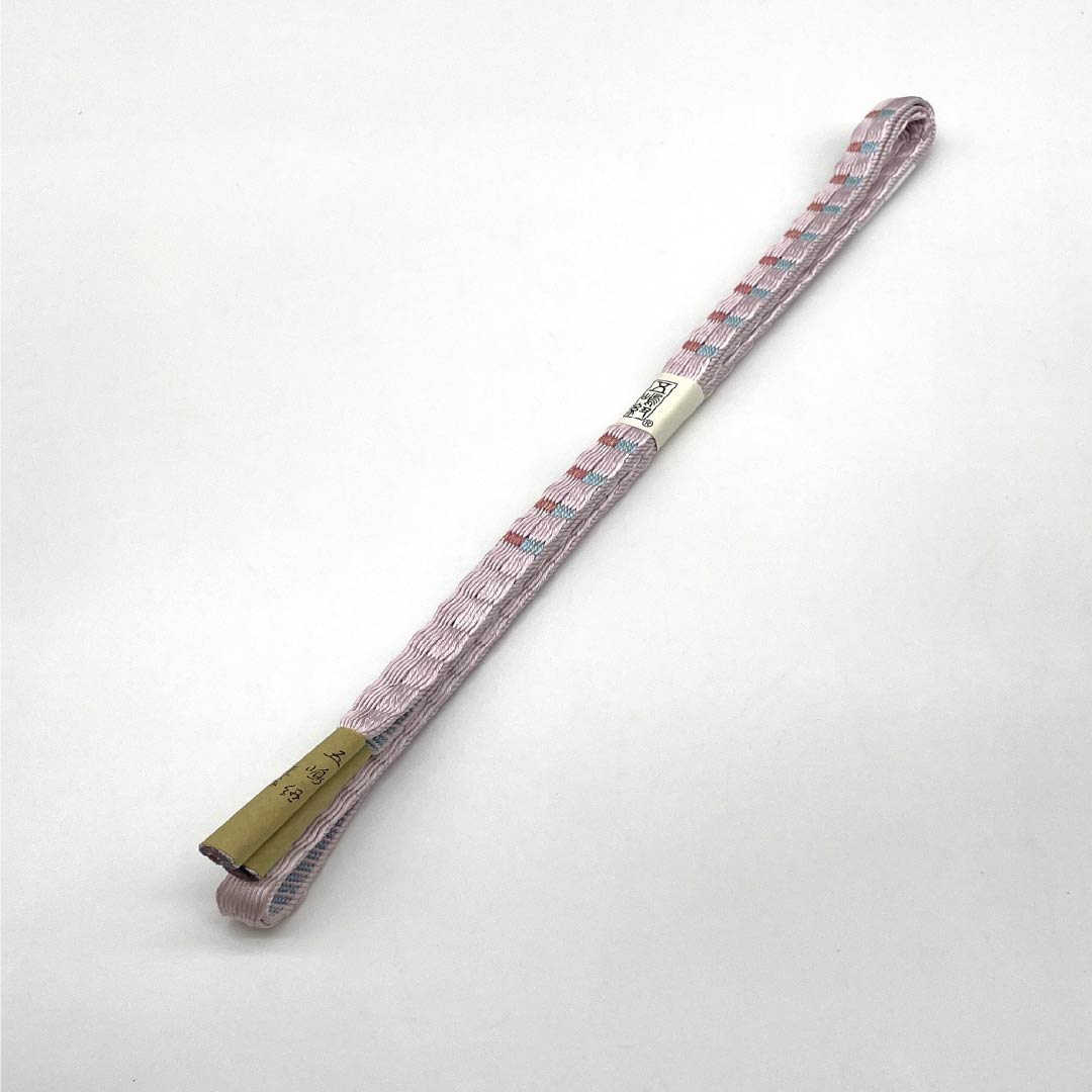 （新古品） 帯締め 正絹 NEWランク 五嶋紐 淡藤色（うすふじいろ） 手ぐみ 古典柄 長さ約165cm 幅約1.4cm セミフォーマル ピンク系 1135004891313