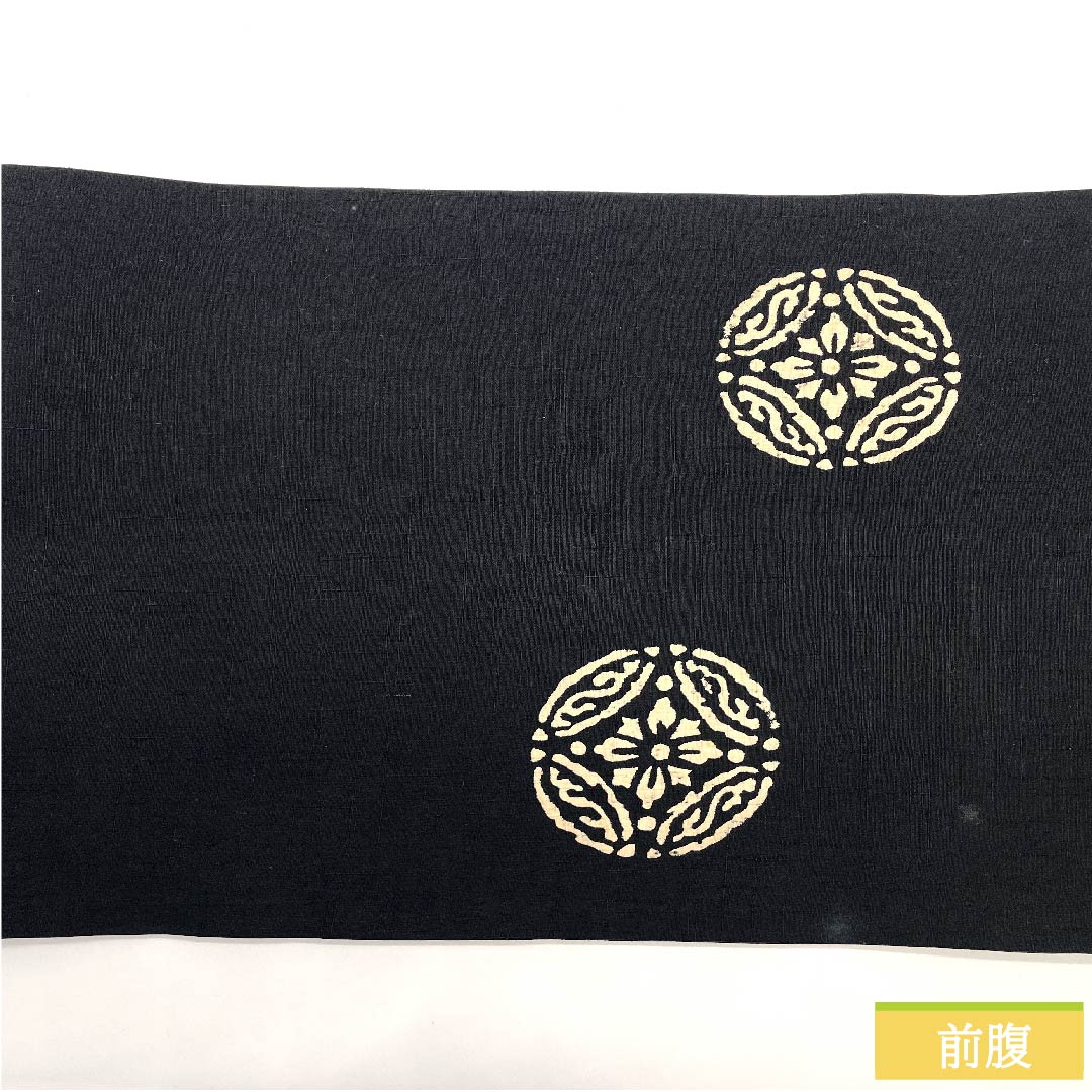 名古屋帯 黒色 モノトーン 花柄 長尺 帯丈376cm 正絹 Bランク ポイント柄 カジュアル 黒系 1124006174310 開き仕立て