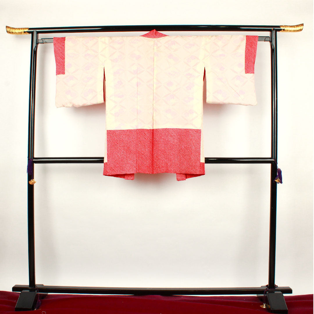 羽織 身丈86cm 裄丈63cm 土耳古赤色 絞り 正絹 Sランク 袷 赤系 1117000292912