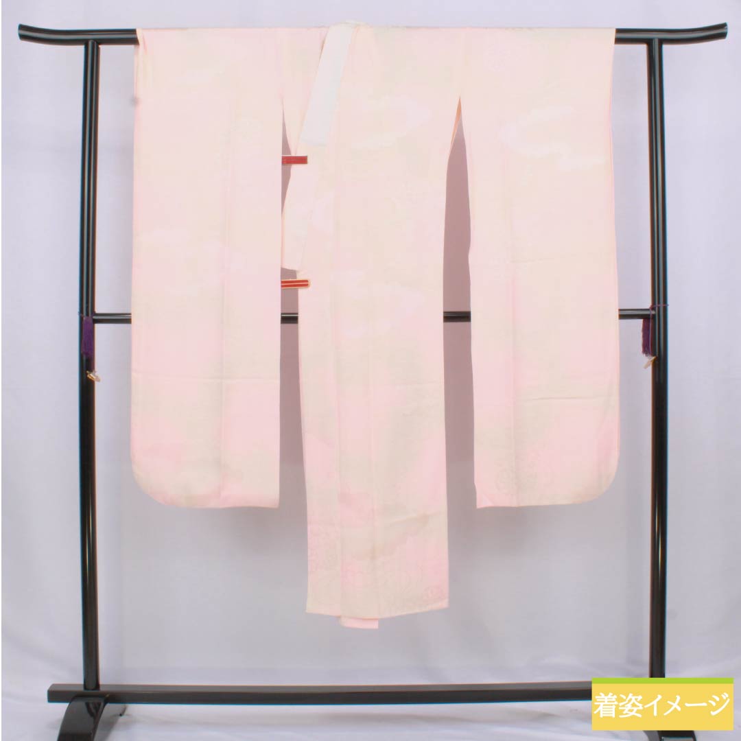 長襦袢 正絹 Aランク 身丈130.5cm 裄丈68cm 袷 曙色（あけぼのいろ） 吉祥文様 ボカシ染 ピンク系 1129000803313