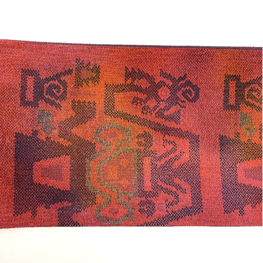 袋帯 エジプト文様 帯丈424cm 正絹 Sランク 六通 カジュアル 赤系 1123002652312