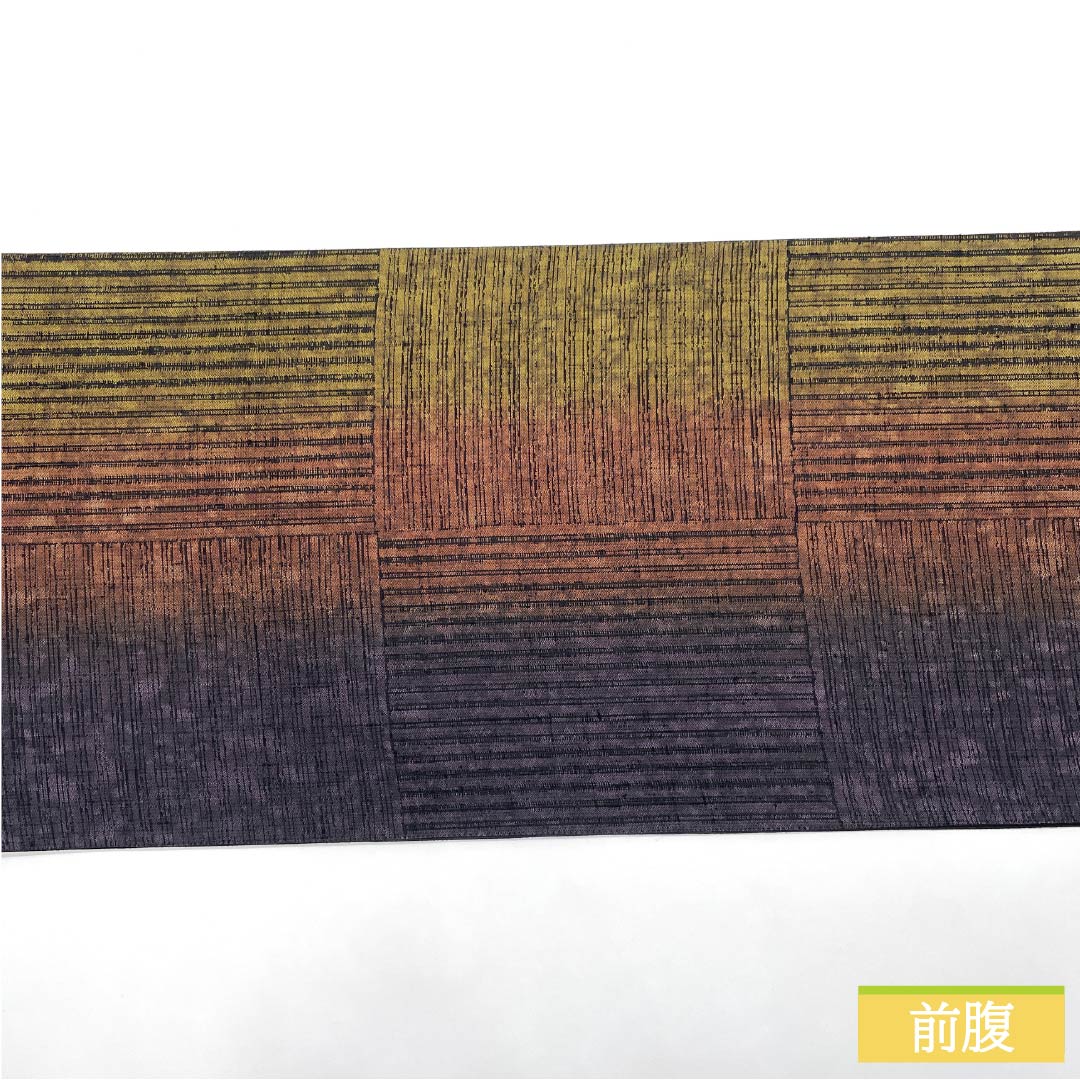 袋帯 正絹 市松 縞 帯丈448cm Sランク 六通 カジュアル グラデーション系 1123012392399